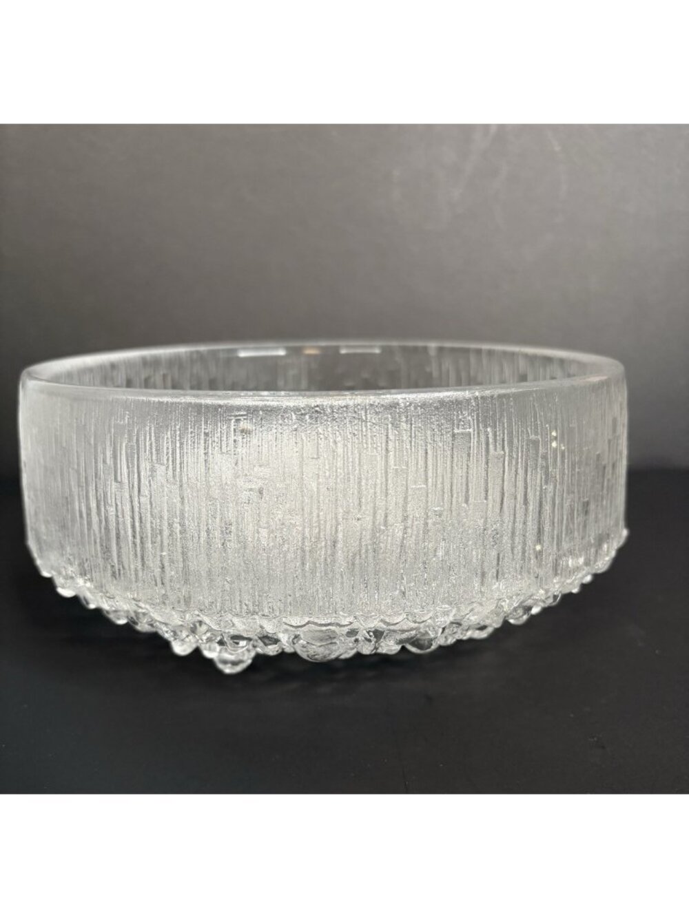 Iittala Ultima Thule Bowl Finland Tapio Wirkkala Glass Ice Bubble 7.25” Wide